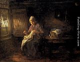 Sewing Canvas Paintings - A Woman Sewing